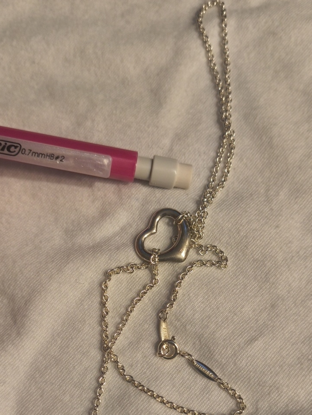Tiffany & Co. Silver Lariat Necklace with Open Heart Accents - Blue Pouch - Picture 13 of 17